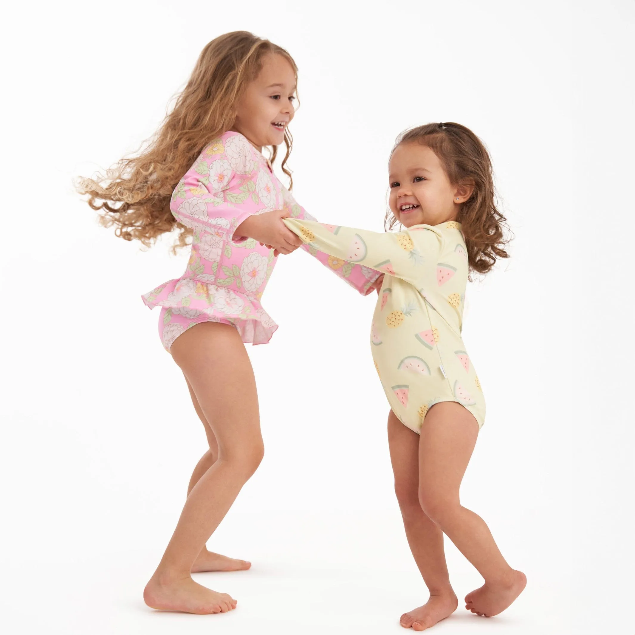 Toddler Girls UPF 50  Peonies Rash Guard