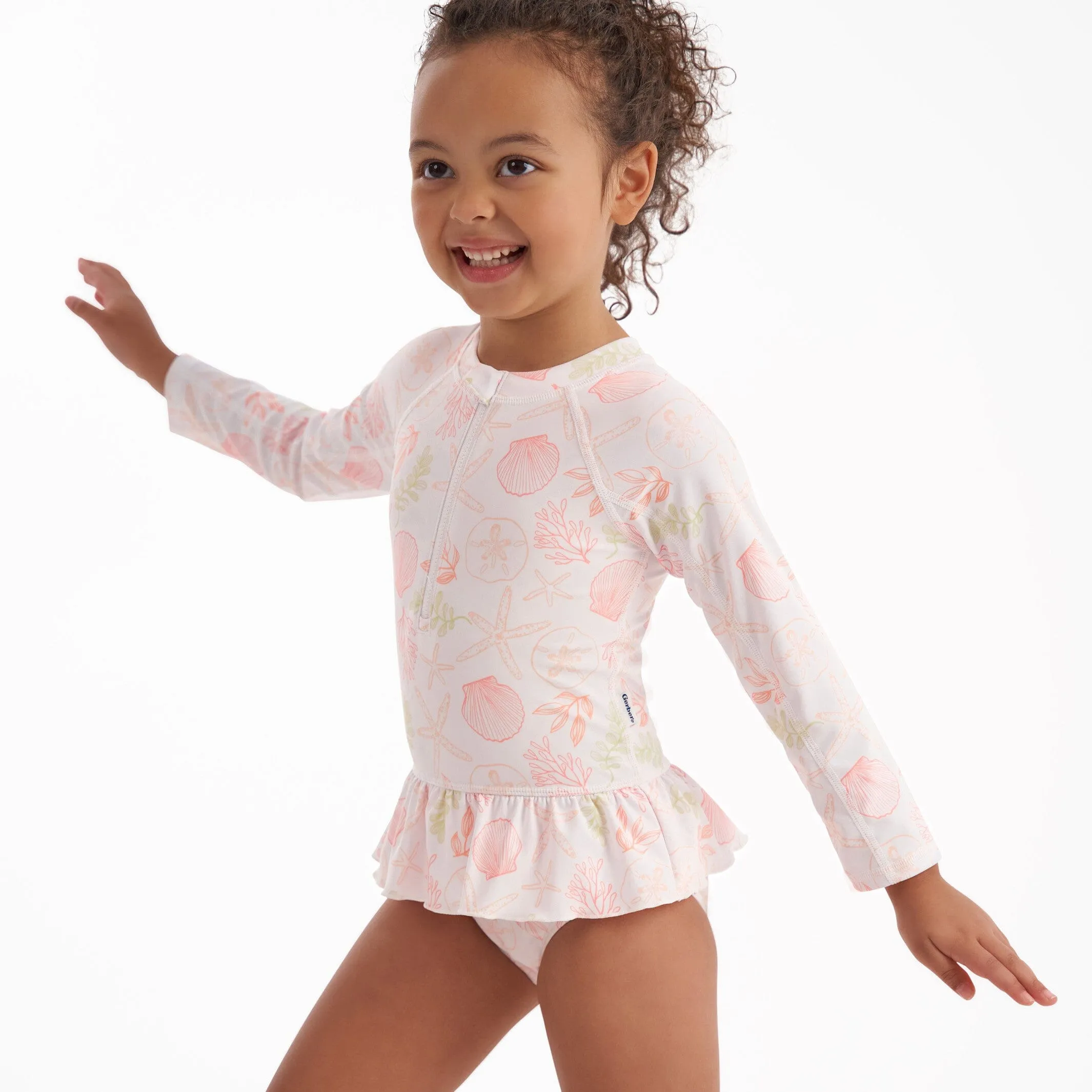 Toddler Girls UPF 50  Seashells Rash Guard