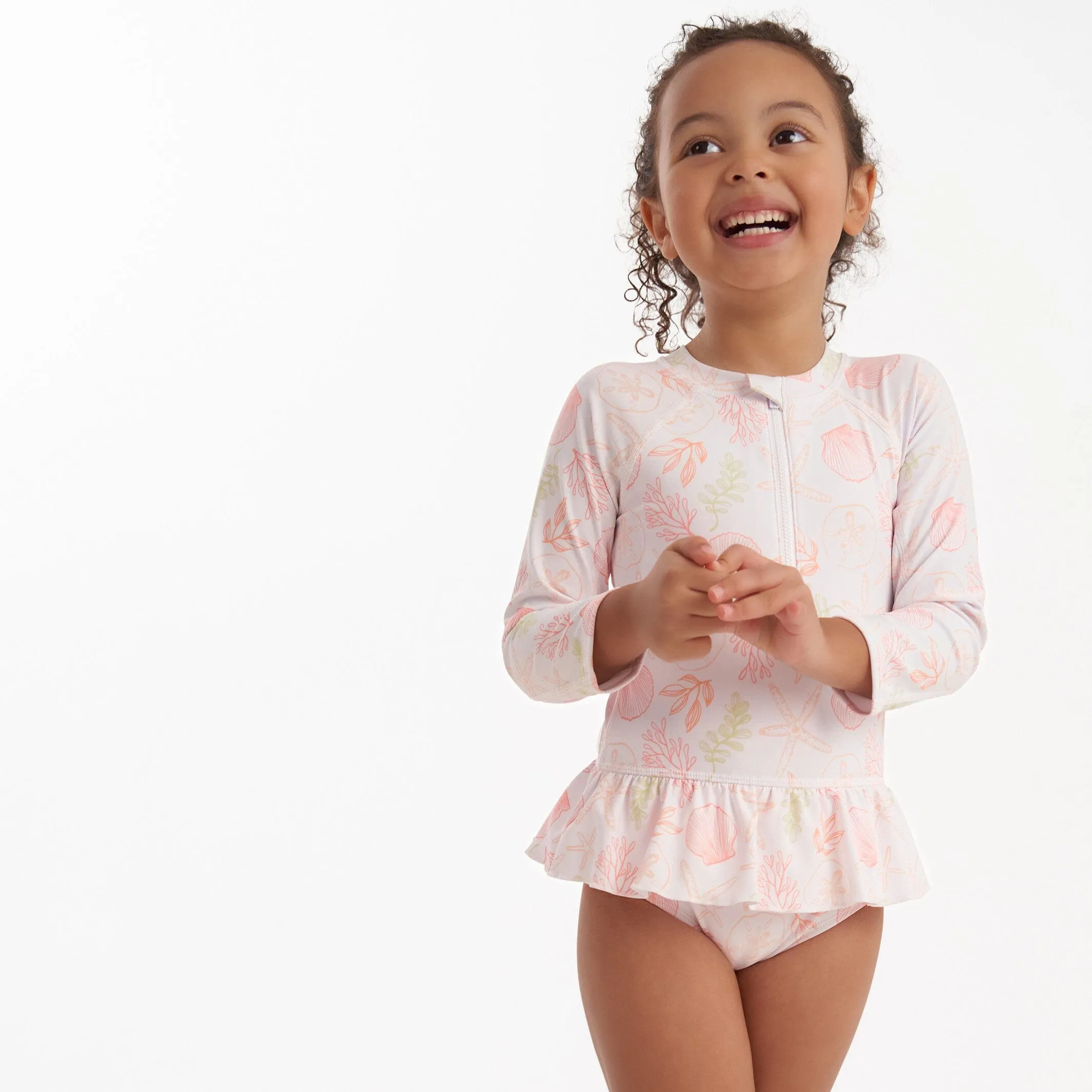 Toddler Girls UPF 50  Seashells Rash Guard