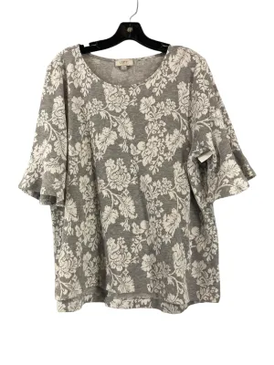 Top Short Sleeve By Loft In Grey, Size: Xl