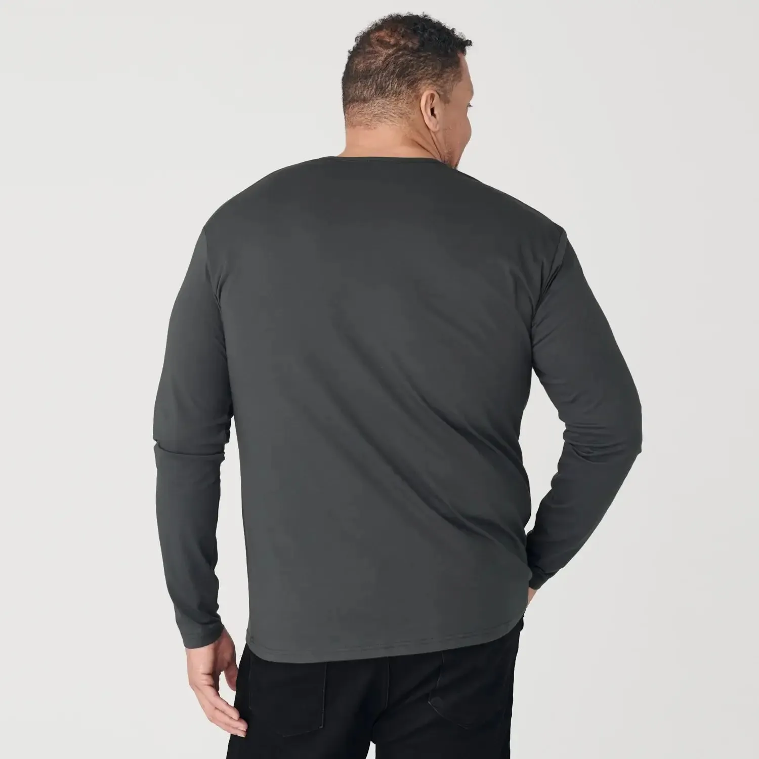 True Classic Long Sleeve Henley T-Shirt in Carbon