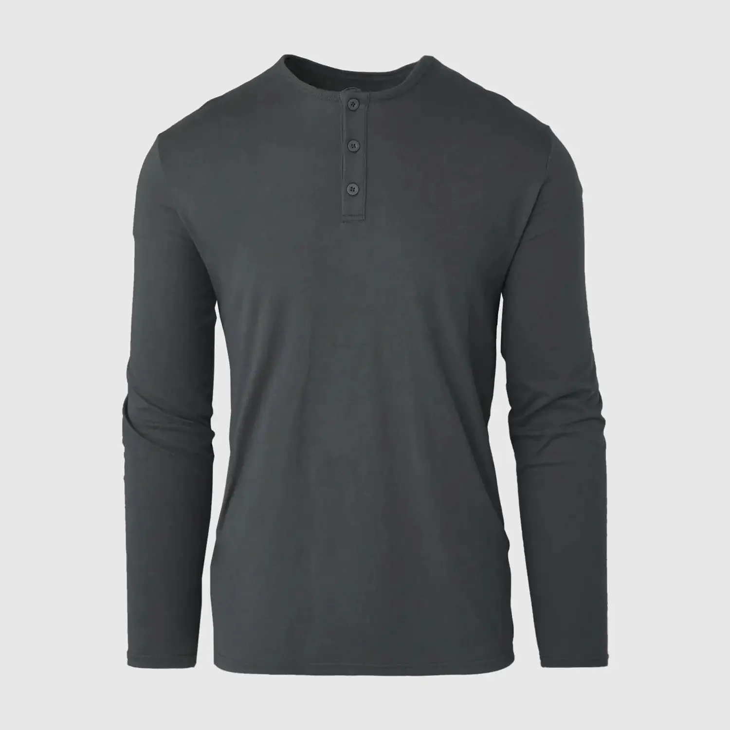 True Classic Long Sleeve Henley T-Shirt in Carbon