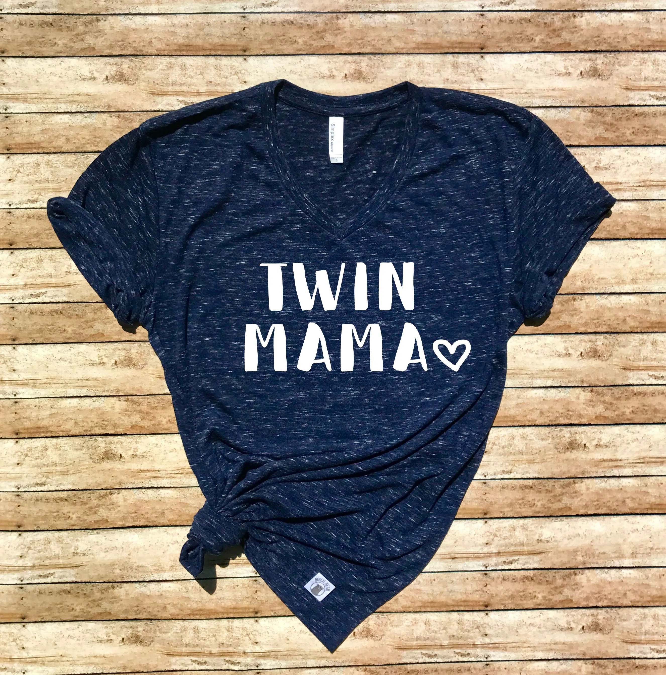Twin Mama Shirt - Twin Mom Shirt - Mom of Twins Shirt Unisex V Neck T Shirt -