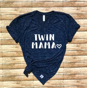 Twin Mama Shirt - Twin Mom Shirt - Mom of Twins Shirt Unisex V Neck T Shirt -