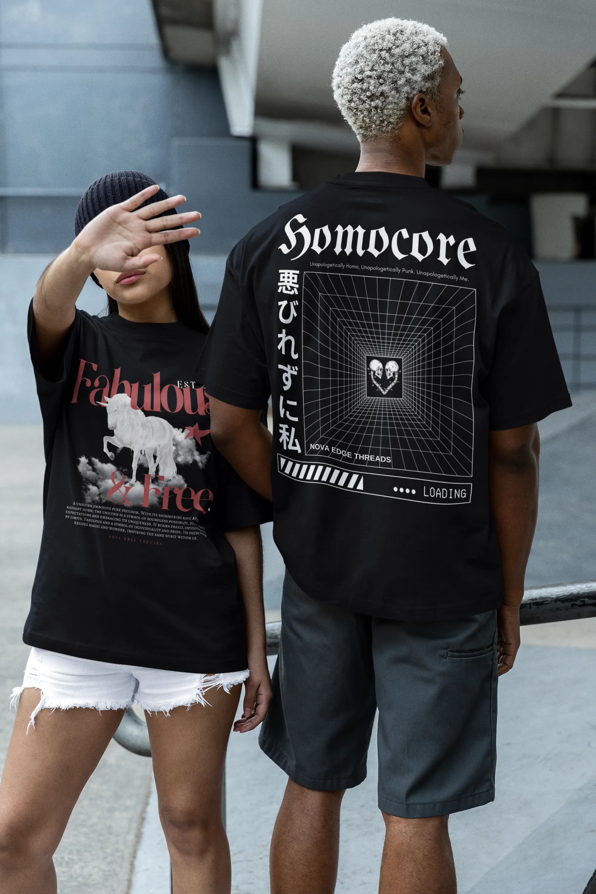 Unapologetically Homocore Graphic Tee Japanese Streetwear Inspired Black Oversize Deep Drop Shoulder Tee - 190 GSM