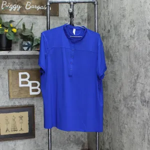 Under Armour Mens Heat Gear Loose Knit Short Sleeve Henley Shirt Royal Blue 3XL