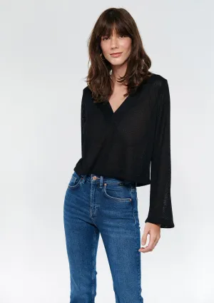 V Neck Black Top