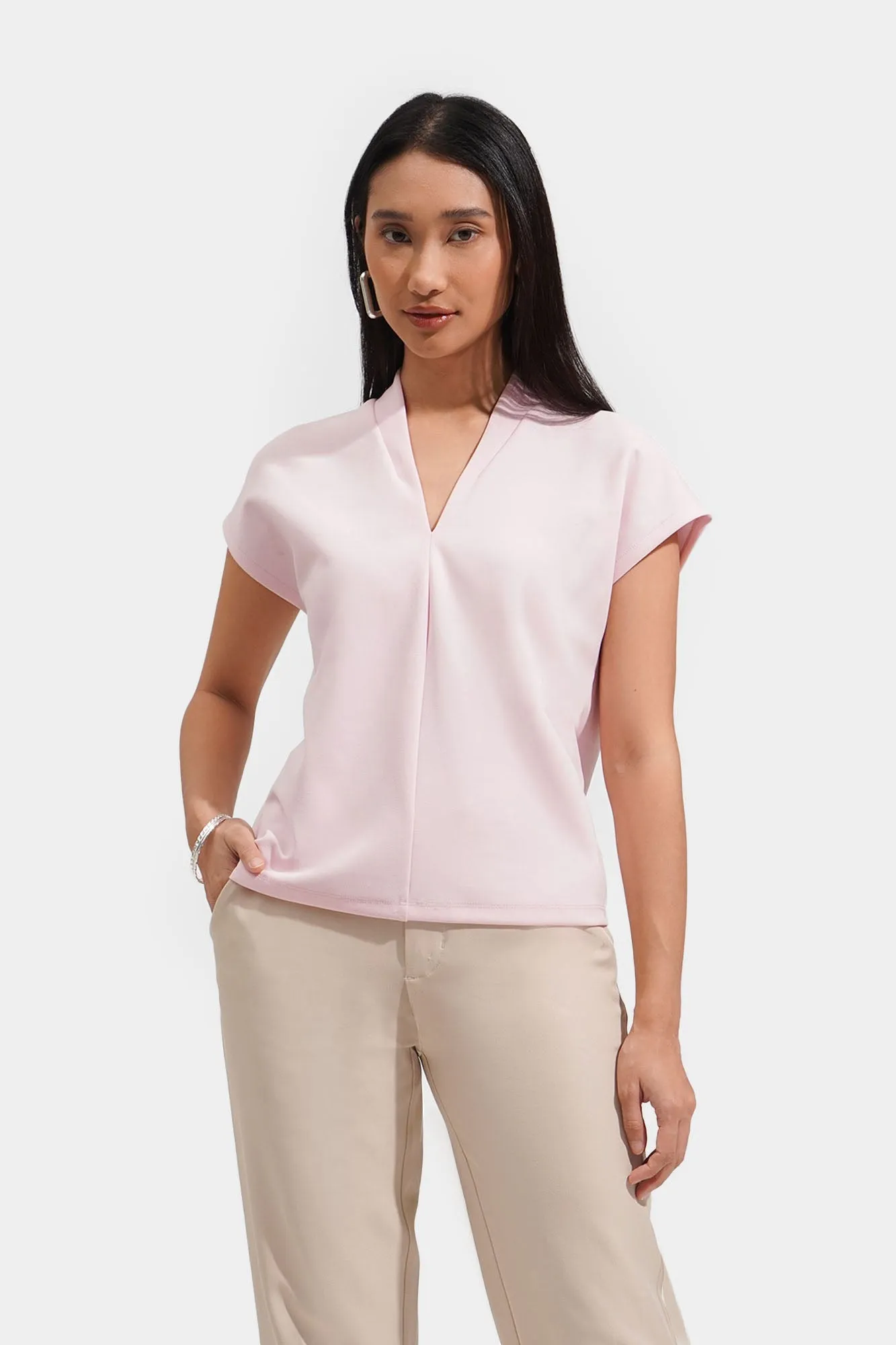 V-Neck Tee with Extended Sleeves