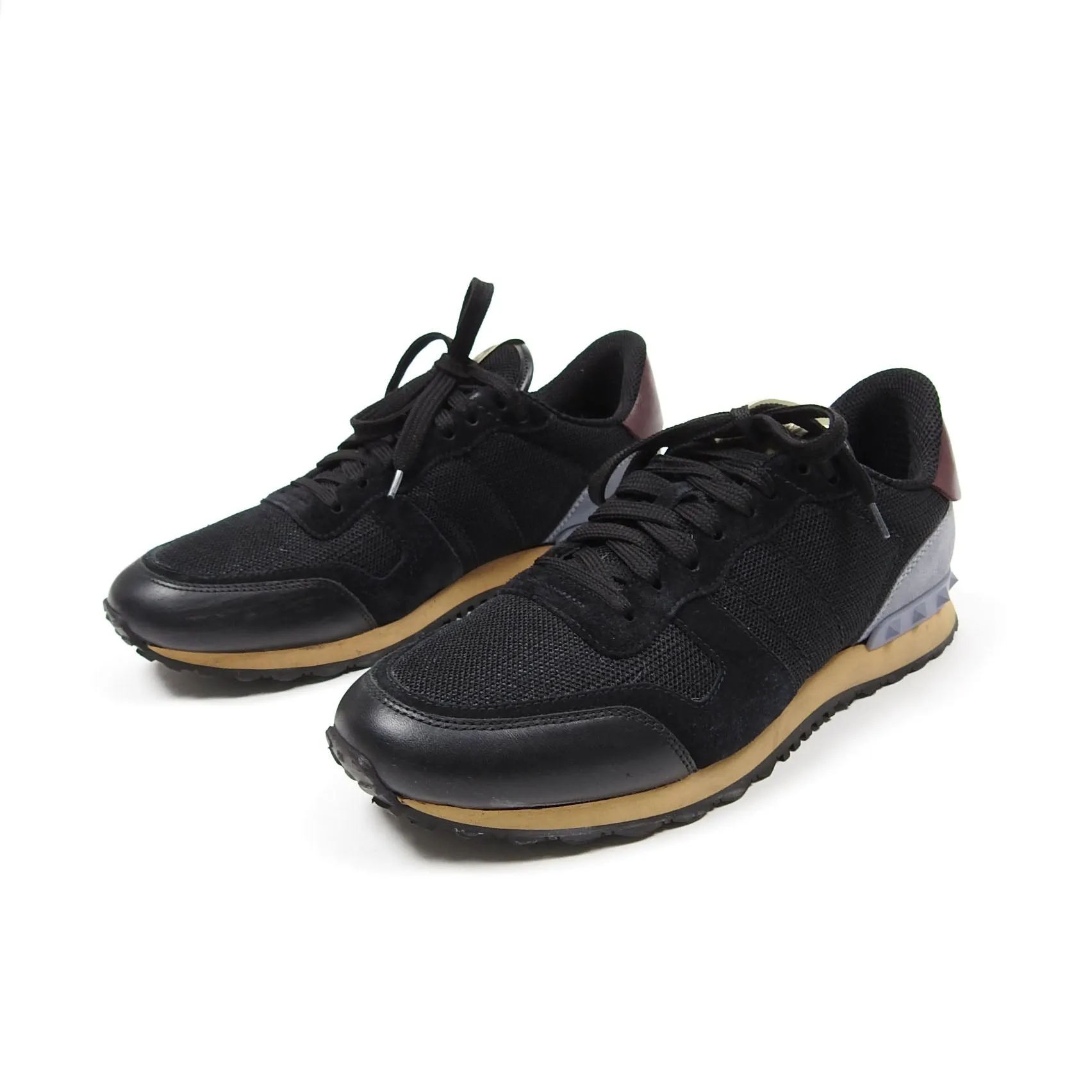Valentino Black/Grey Stud Heel Sneakers Size 41.5