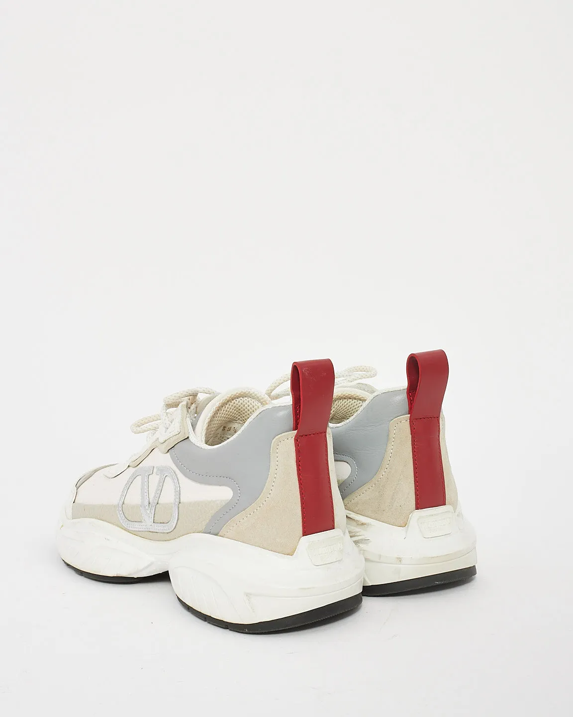 Valentino White Leather Bounce Sneakers - 38.5