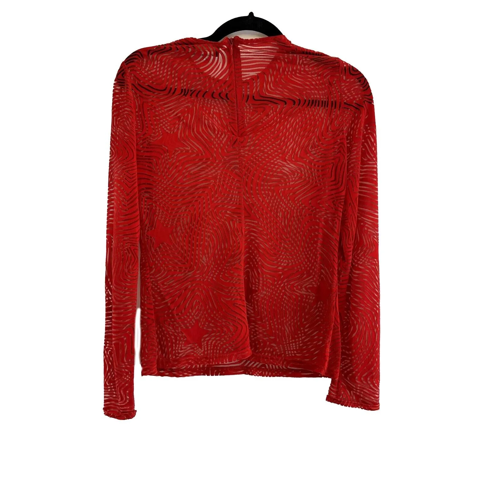 Versace Vintage 90s! RARE Star 38 US 2 Red Long Sleeve Blouse Top PRISTINE