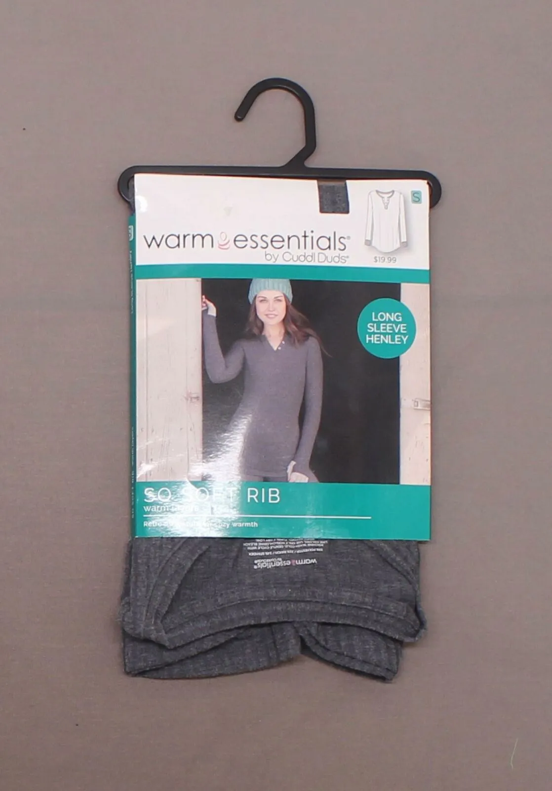 Warm Essentials by Cuddl Duds Women's So Soft Rib Long Sleeve Henley Shirt