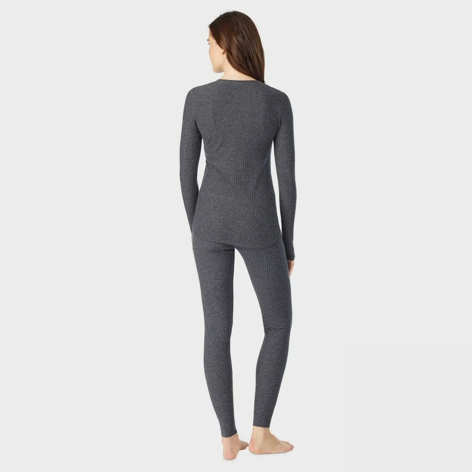 Warm Essentials by Cuddl Duds Women's So Soft Rib Long Sleeve Henley Shirt