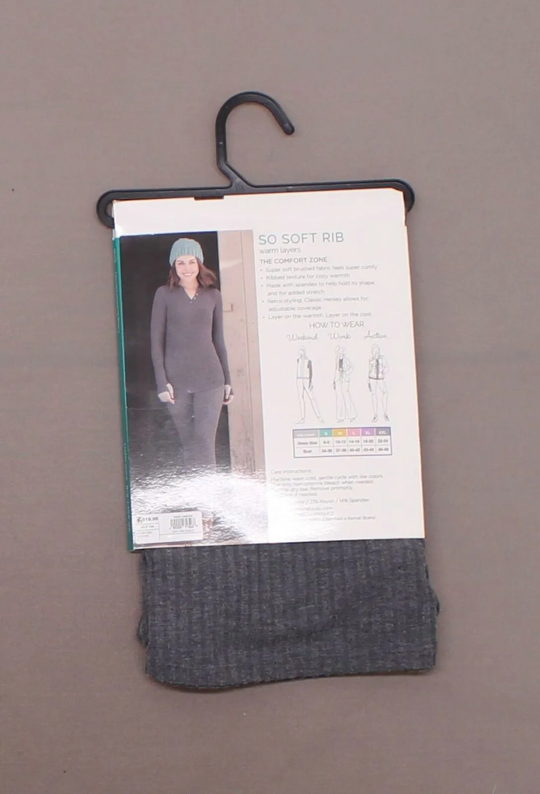 Warm Essentials by Cuddl Duds Women's So Soft Rib Long Sleeve Henley Shirt