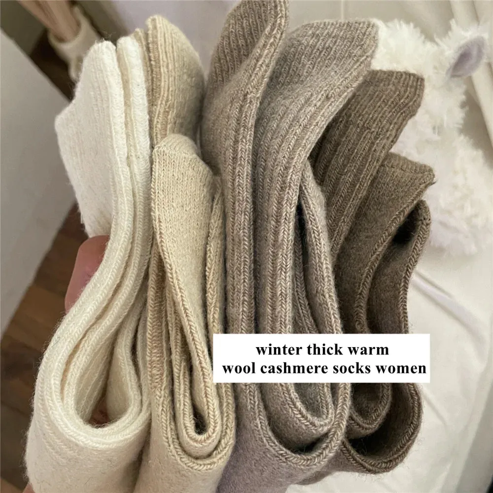 Warm Wool Cashmere Thermal Long Socks for Women - Autumn Winter Homewear