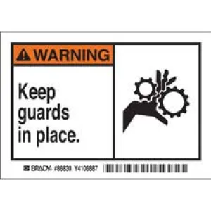 WARNING KEEP GUARDS IN PLACE. Labels