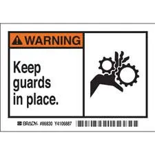 WARNING KEEP GUARDS IN PLACE. Labels