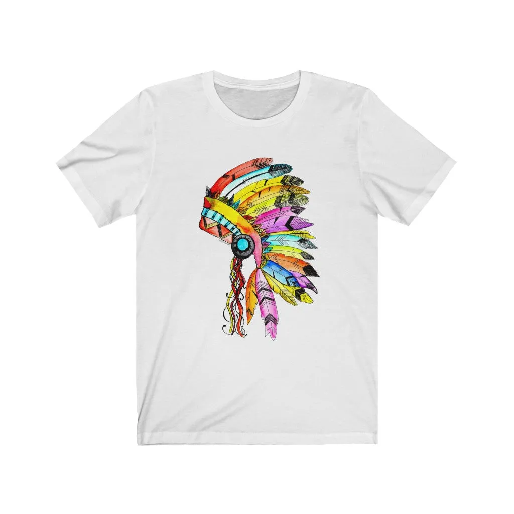 Watercolor Indian Headdress Unisex Jersey Short Sleeve Tee