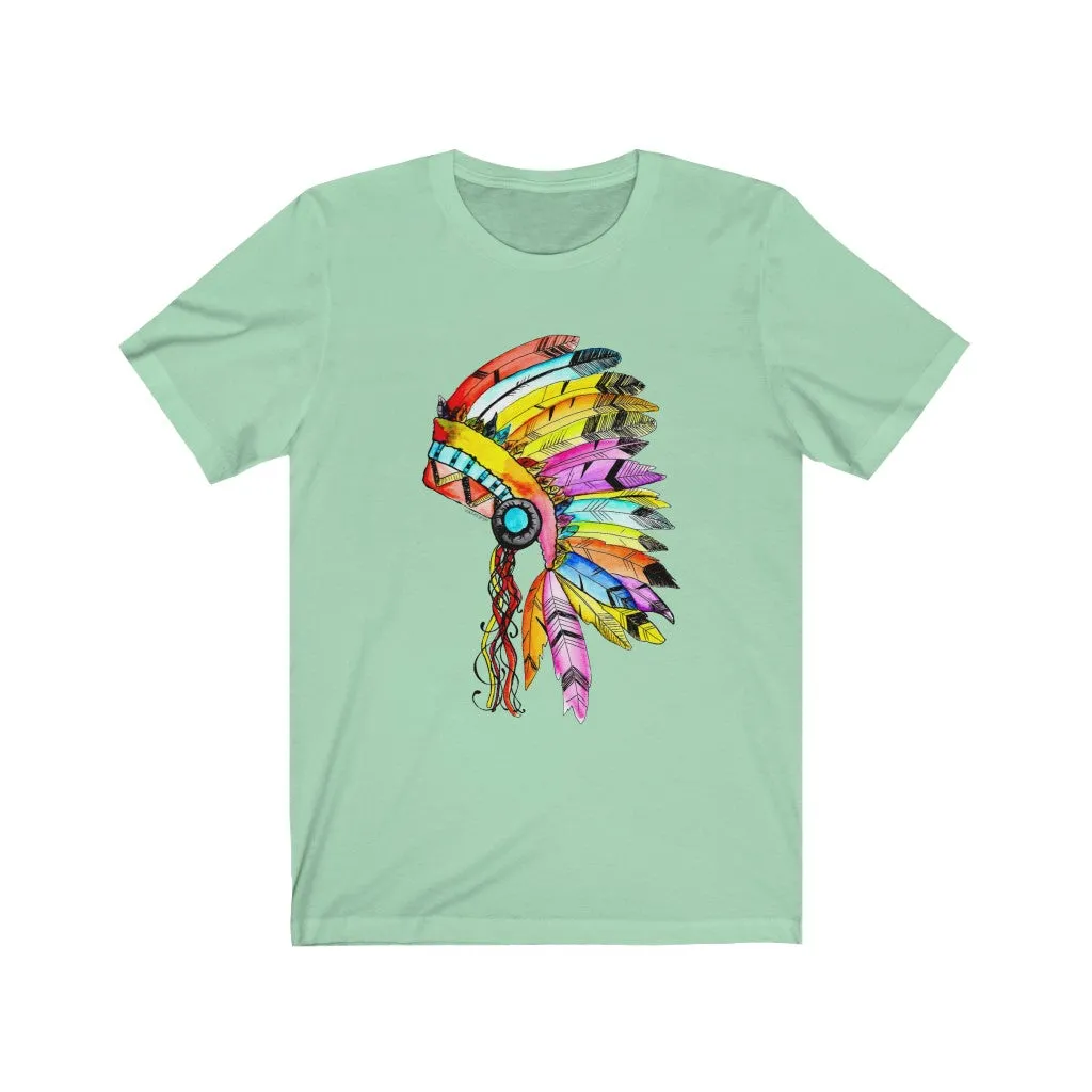 Watercolor Indian Headdress Unisex Jersey Short Sleeve Tee
