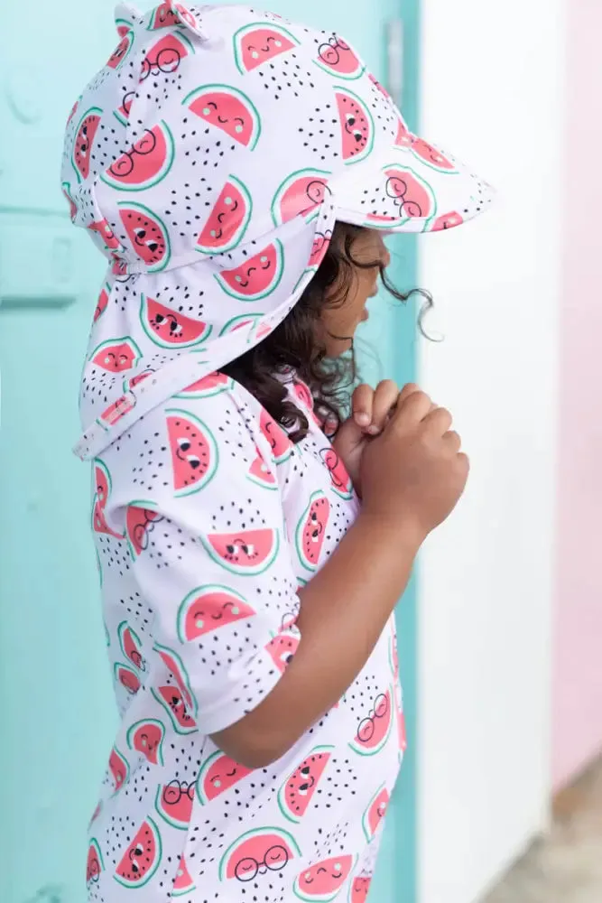 Waves Set - Watermelon Uv Rash Suit & Sunhat Set