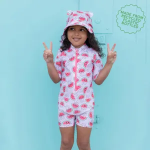Waves Set - Watermelon Uv Rash Suit & Sunhat Set