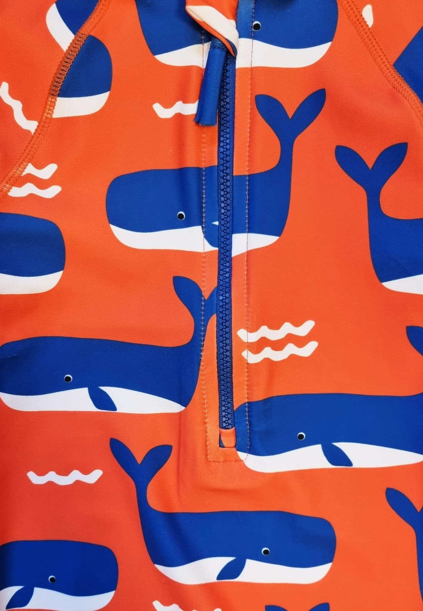 Whale Waves Print Long-Sleeved Baby Swimsuit