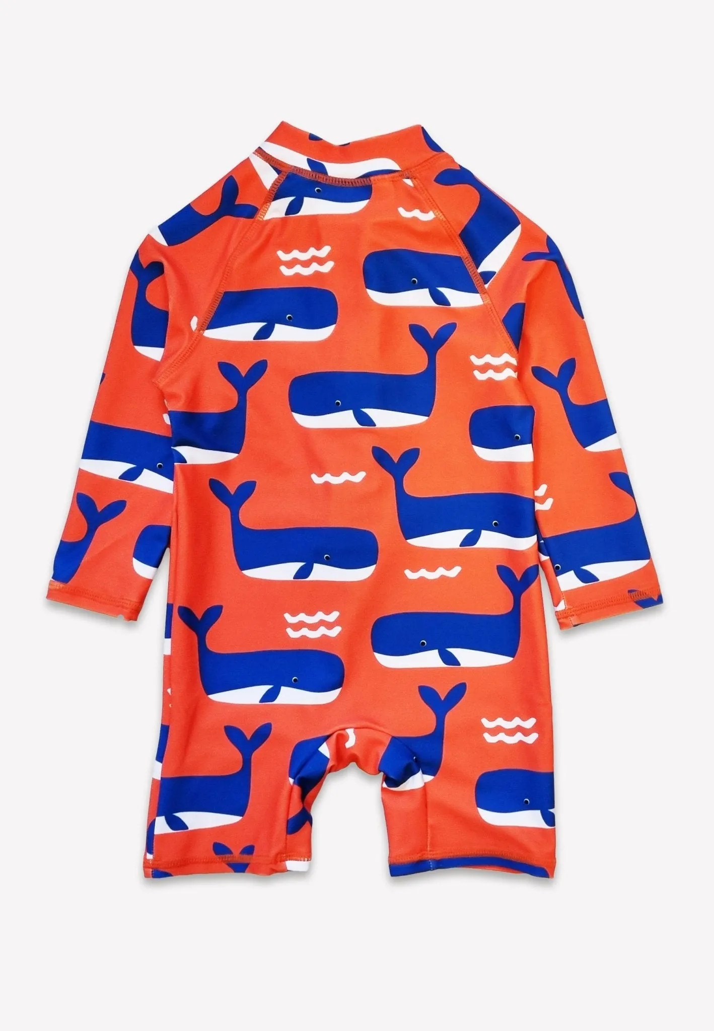 Whale Waves Print Long-Sleeved Baby Swimsuit