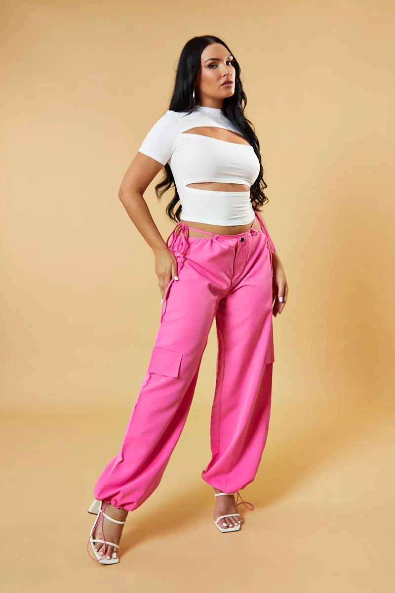 White Cut Out Front Short Sleeve Top - Nayla