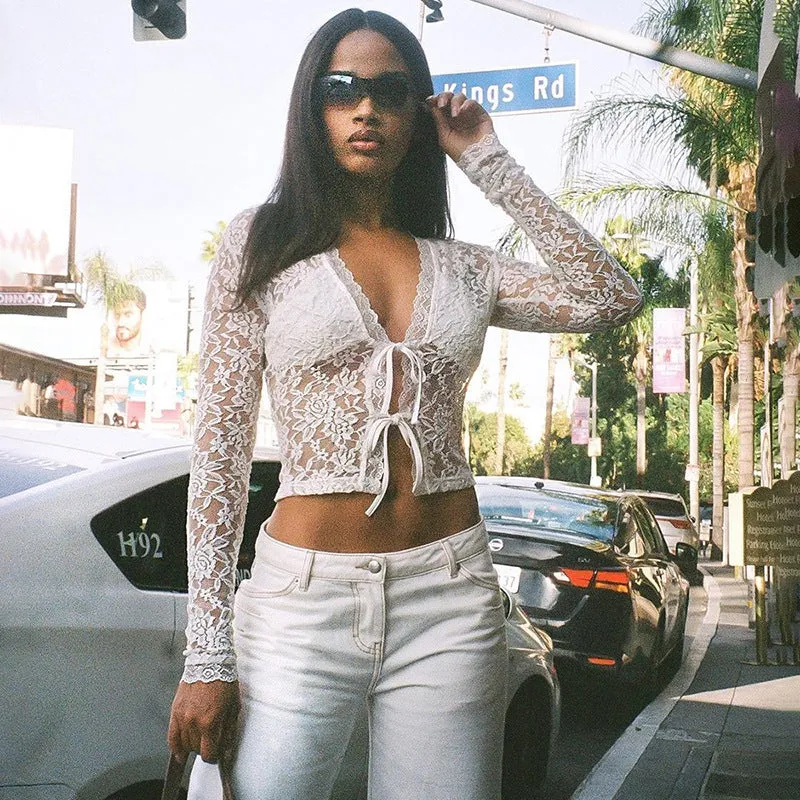 white lace hollow lace off tops
