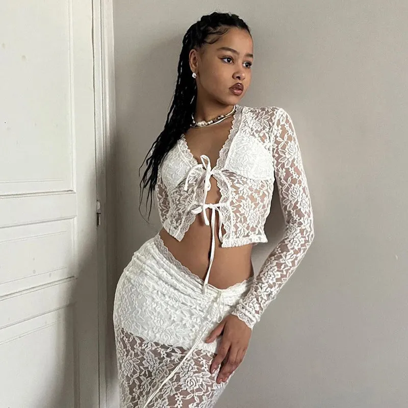 white lace hollow lace off tops
