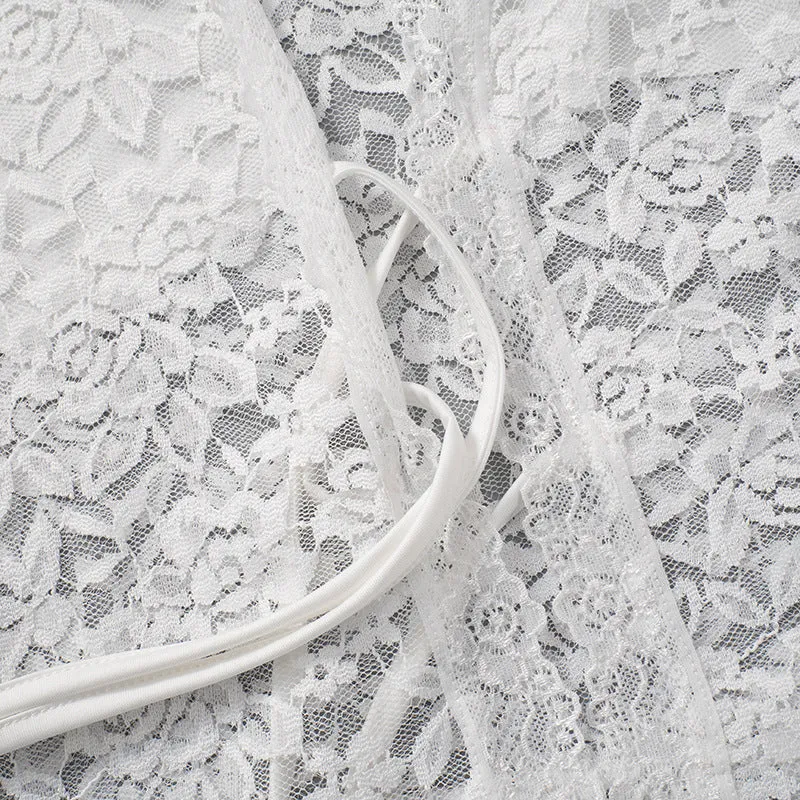 white lace hollow lace off tops