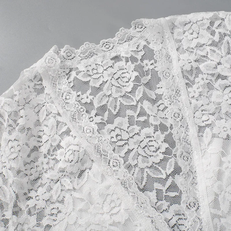 white lace hollow lace off tops