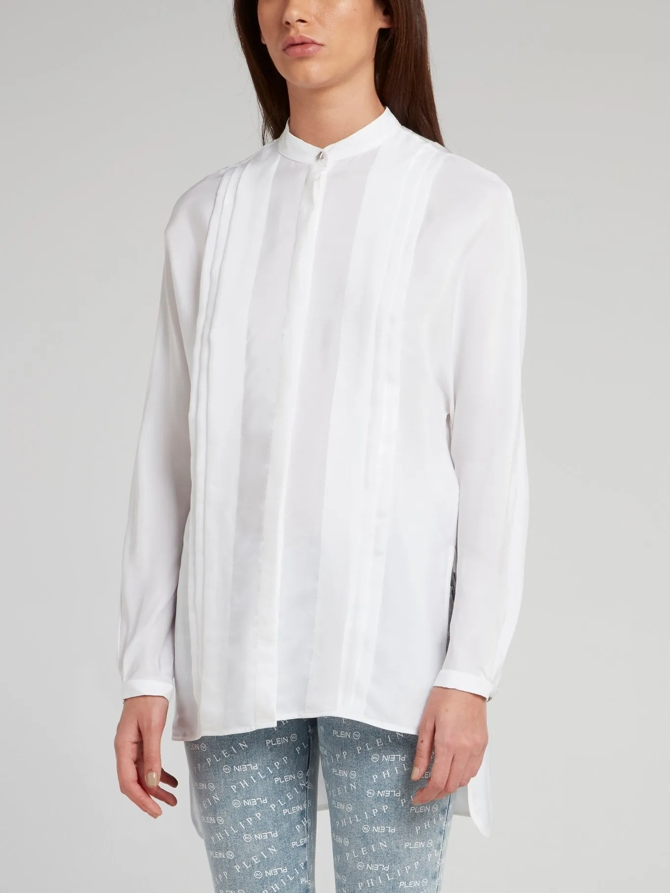 White Multi-Stud Skull Silk Top