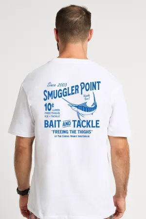 White Tee with Fishing Bait and Tackle