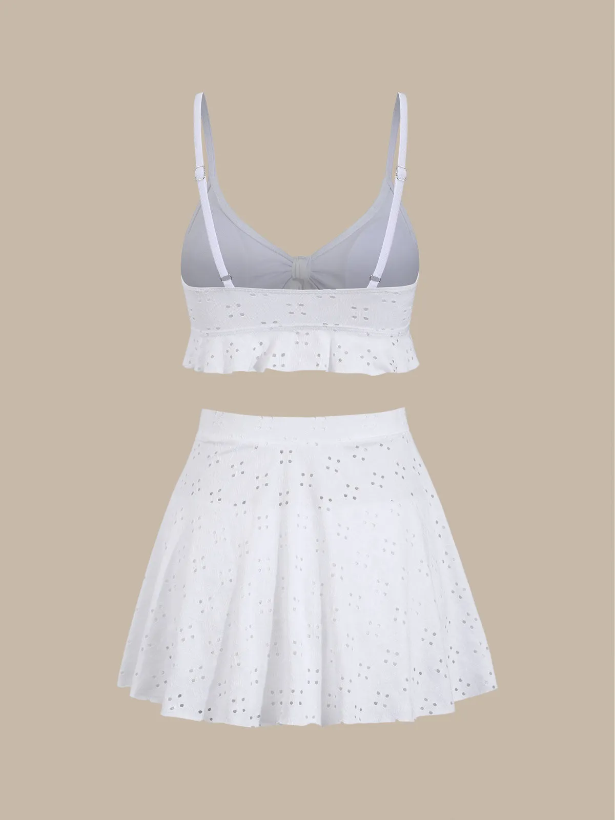 White Tie Strap Tankinis Bikini Set