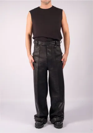 Wide Leather Effect Trousers