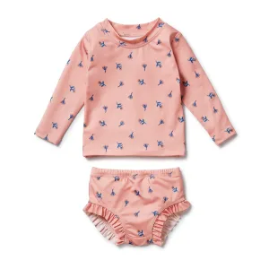WILSON & FRENCHY LITTLE FLOWER RASHIE SWIM SET