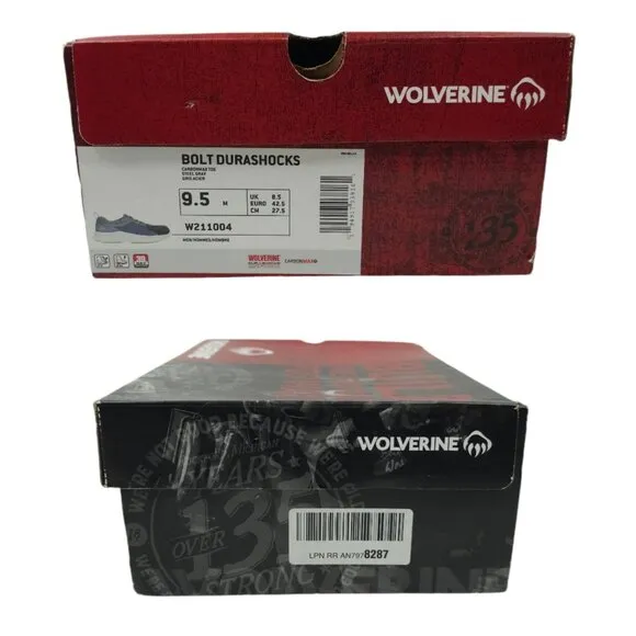 Wolverine Bolt Durashocks Mens Size 9.5 Gray Work Shoe W211004 CarbonMax Toe NEW