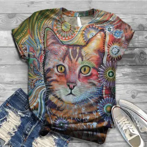 Women Clothing Summer Short Sleeve T-shirts Digital 3D Printed Tops Female O Neck Shirt