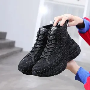 Women Fashion Chic Point Sneakers Rhinestone Female Designer Shoes