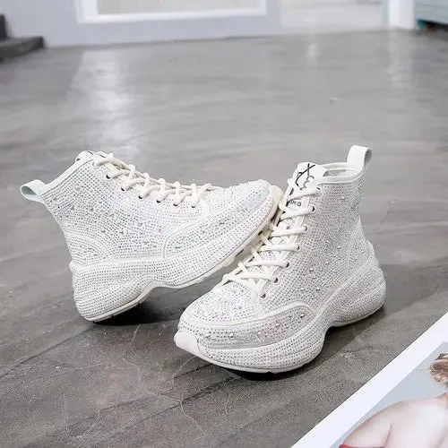 Women Fashion Chic Point Sneakers Rhinestone Female Designer Shoes