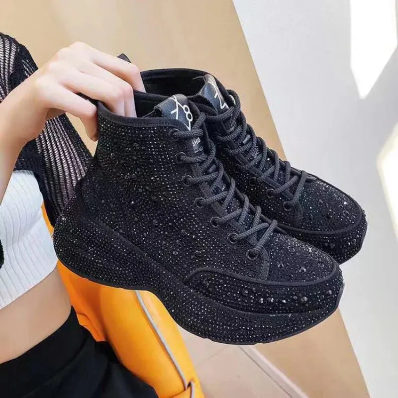 Women Fashion Chic Point Sneakers Rhinestone Female Designer Shoes