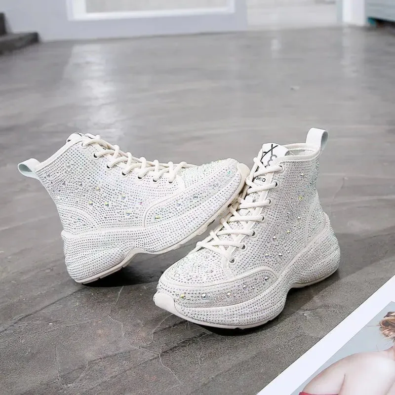 Women Fashion Chic Point Sneakers Rhinestone Female Designer Shoes