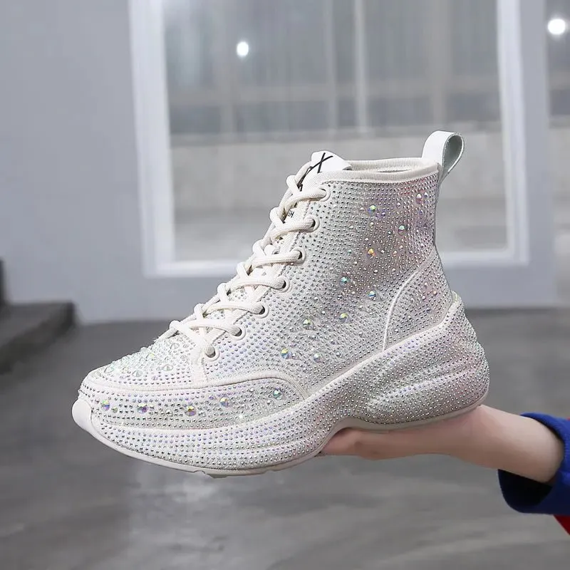 Women Fashion Chic Point Sneakers Rhinestone Female Designer Shoes