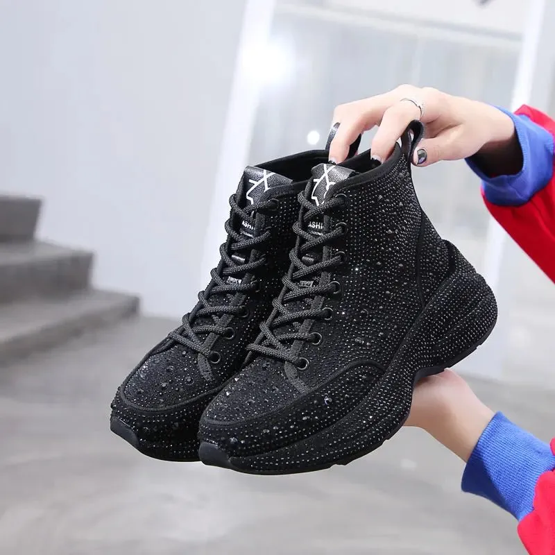 Women Fashion Chic Point Sneakers Rhinestone Female Designer Shoes