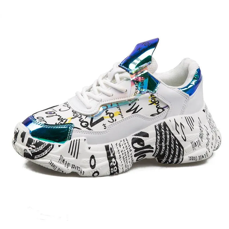 Women Platform Chunky Sneakers Fashion Women's Flat Thick Sole Shoes Woman Dad Trainers