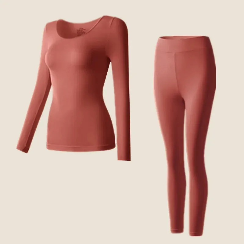Women's 2-Piece Seamless Thermal Underwear Set - Highly Elastic Autumn Winter Long Johns