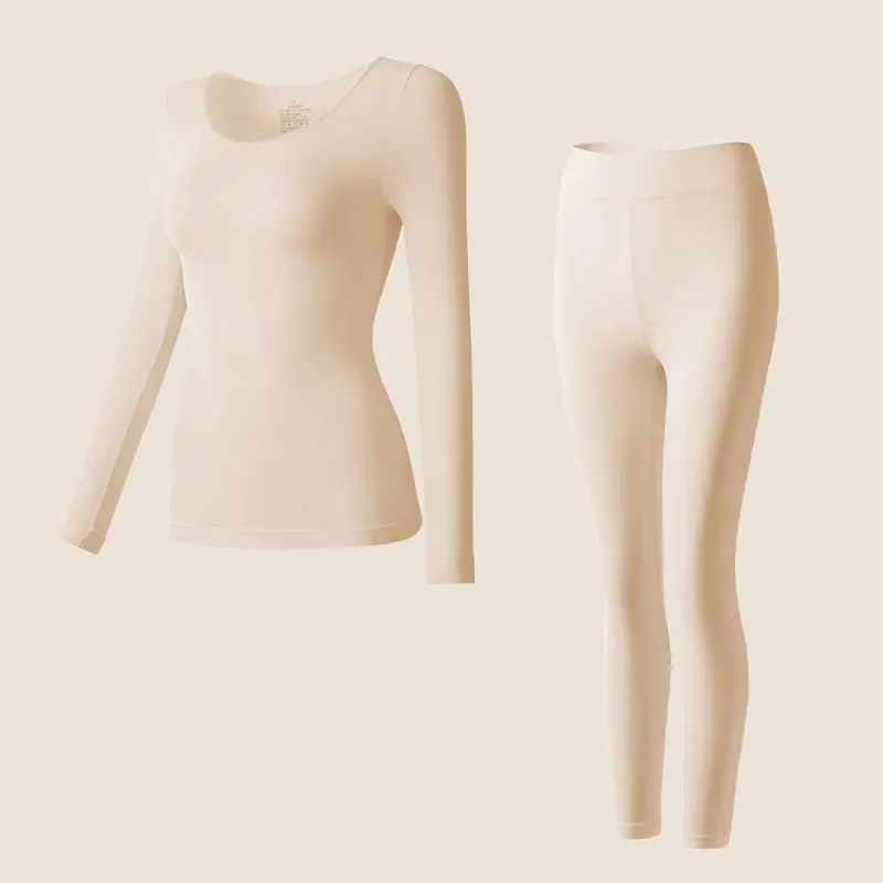 Women's 2-Piece Seamless Thermal Underwear Set - Highly Elastic Autumn Winter Long Johns