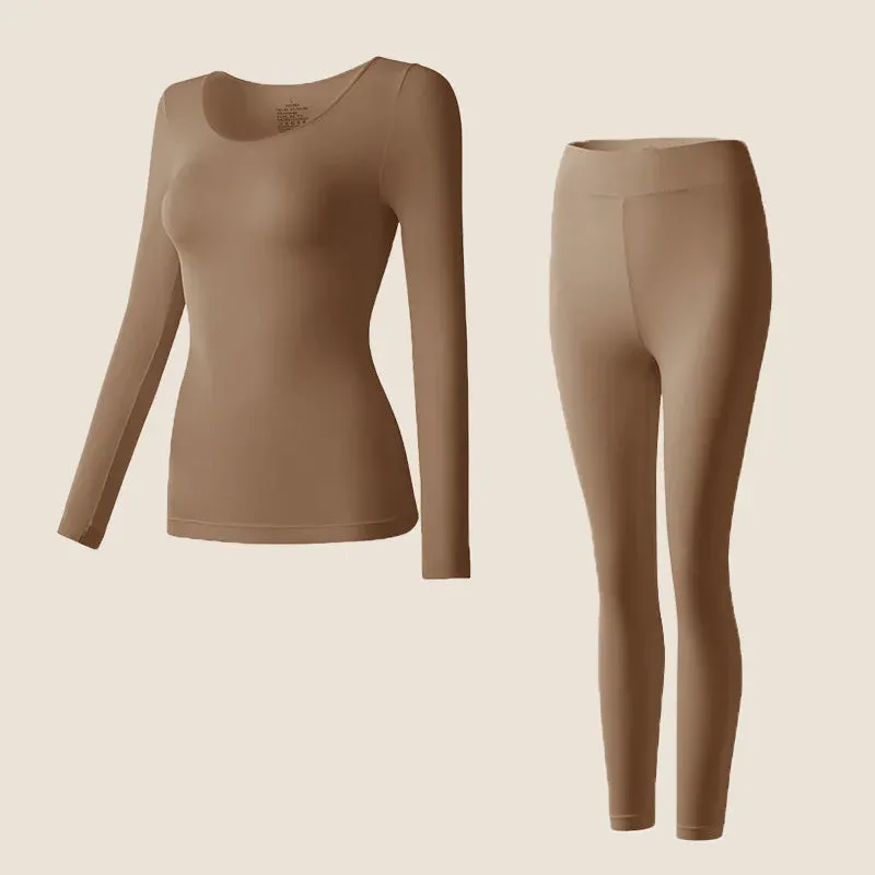 Women's 2-Piece Seamless Thermal Underwear Set - Highly Elastic Autumn Winter Long Johns