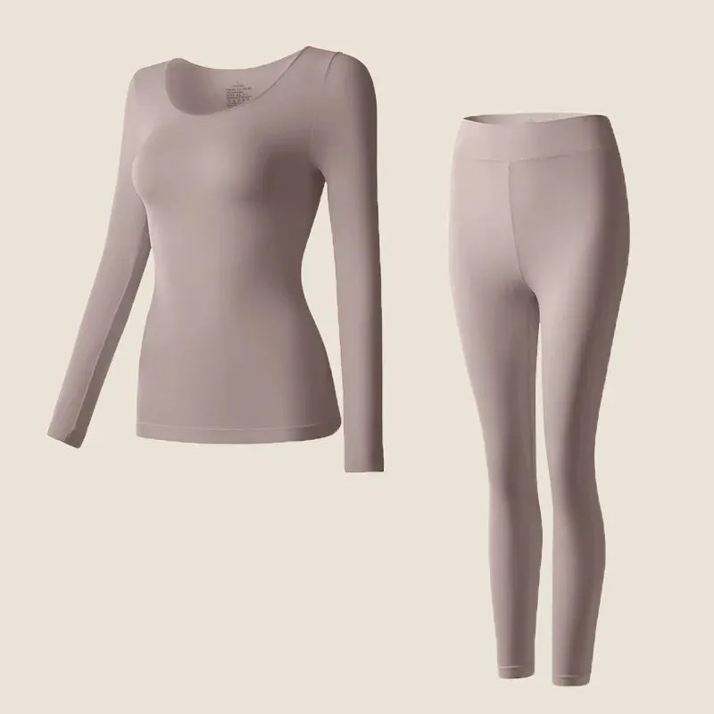 Women's 2-Piece Seamless Thermal Underwear Set - Highly Elastic Autumn Winter Long Johns